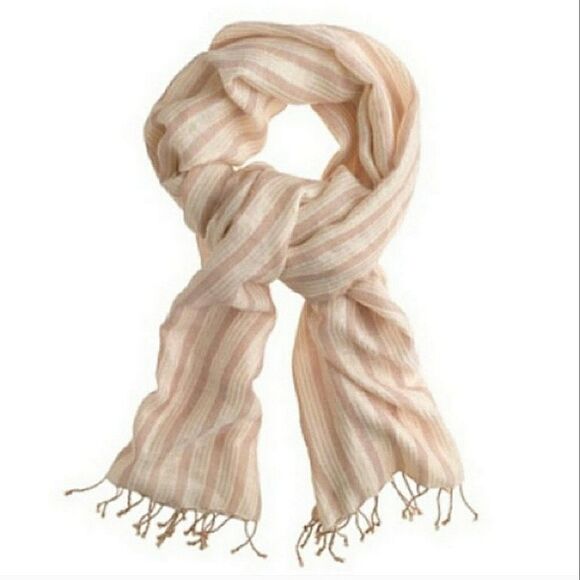 J. Crew Accessories - J CREW Scarf Lightweight Warm Wool Neutral Cream Tan Metallic Gold